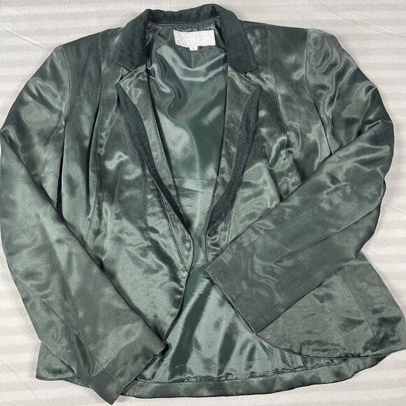 Dorothy Schoelen Blazer Womens Small Made USA Platinum Green Rayon Jacket - Picture 2 of 8